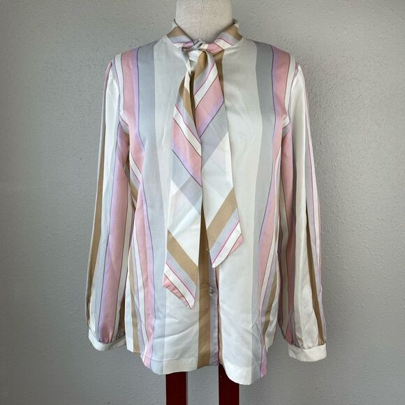 Vintage Koret Button Down Pastel Blouse Top Size L EUC - Picture 1 of 6